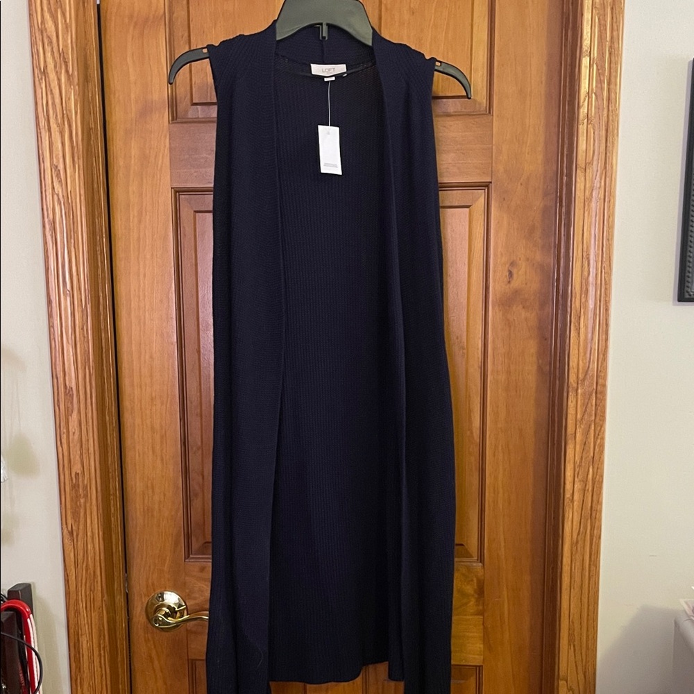 LOFT Dark Blue Open Front Vest